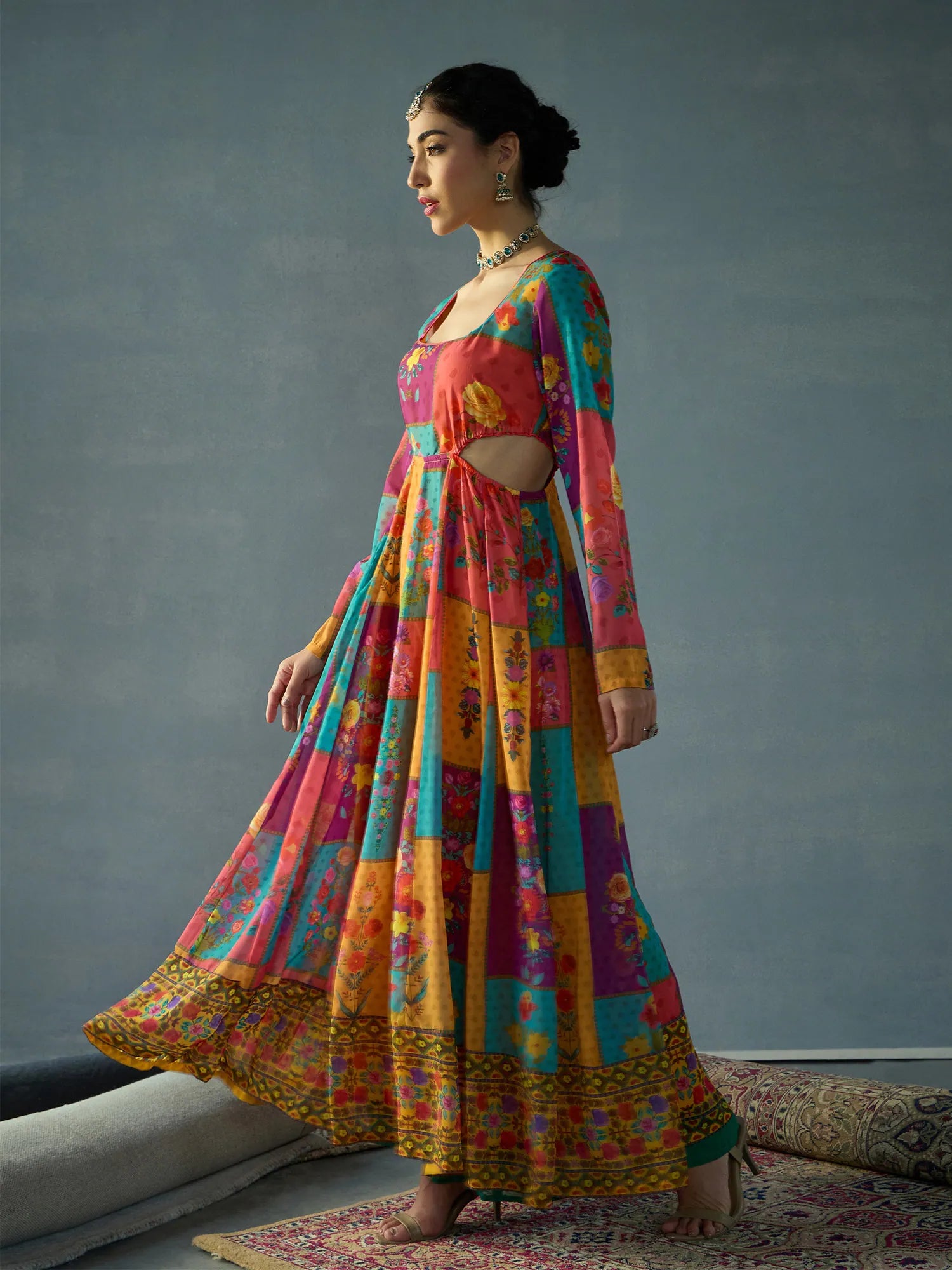 Red & Yellow Anarkali Kurta | Printed Indian Kurtis Online