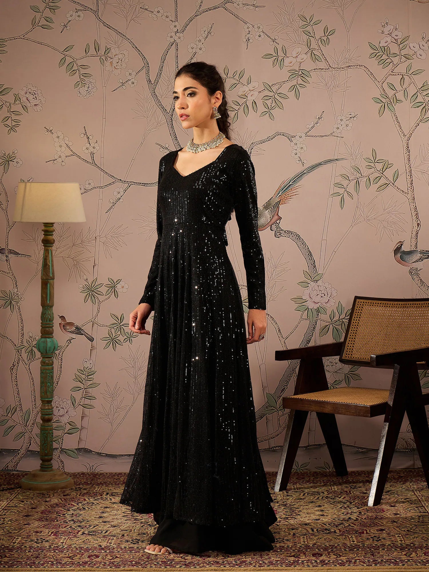 Black Sequined Anarkali Kurta | Stylish Anarkali Suits for Women