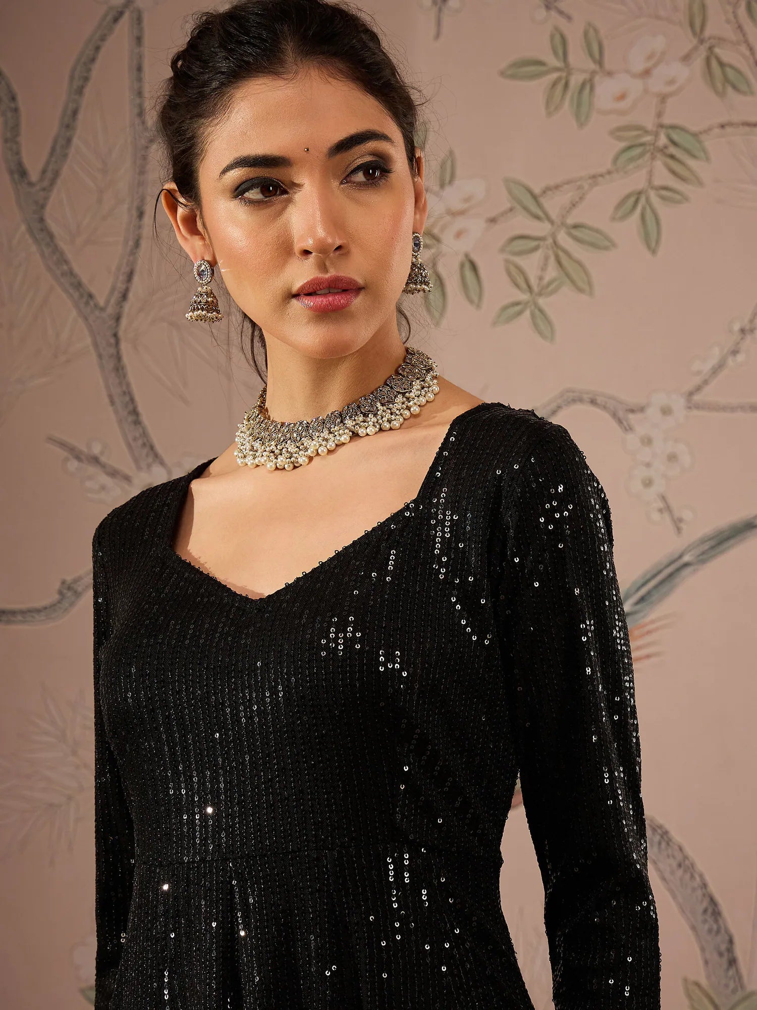 Black Sequined Anarkali Kurta | Stylish Anarkali Suits for Women