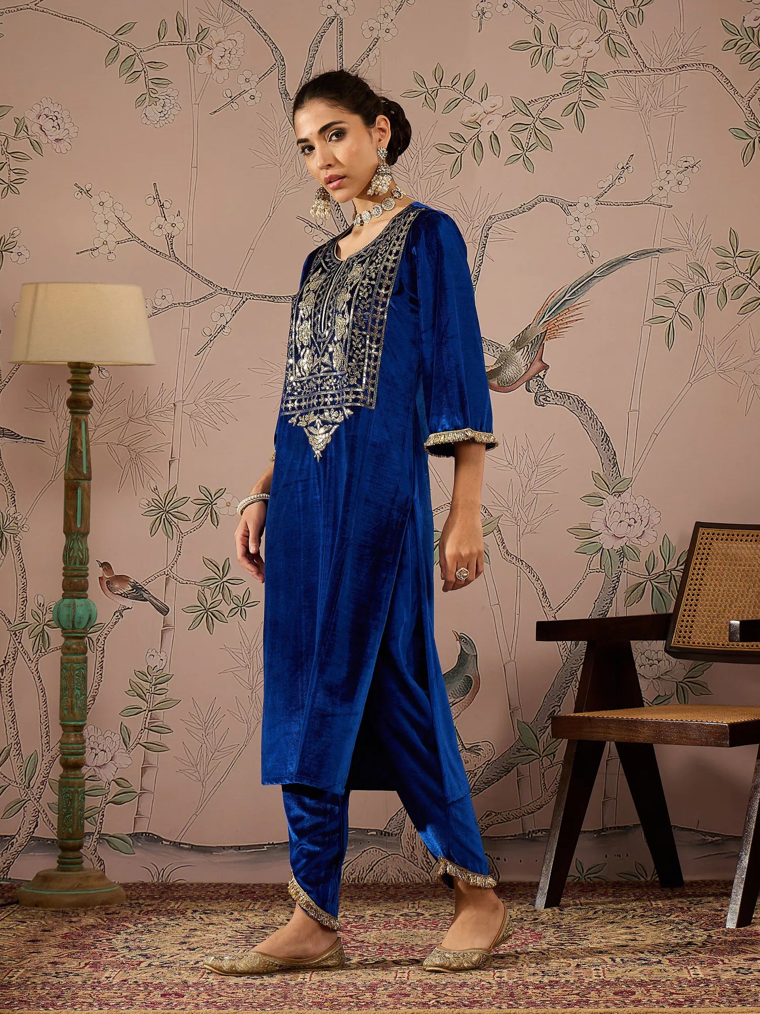 Royal Blue Embroidered Kurta | Indian Kurtas for Women Online