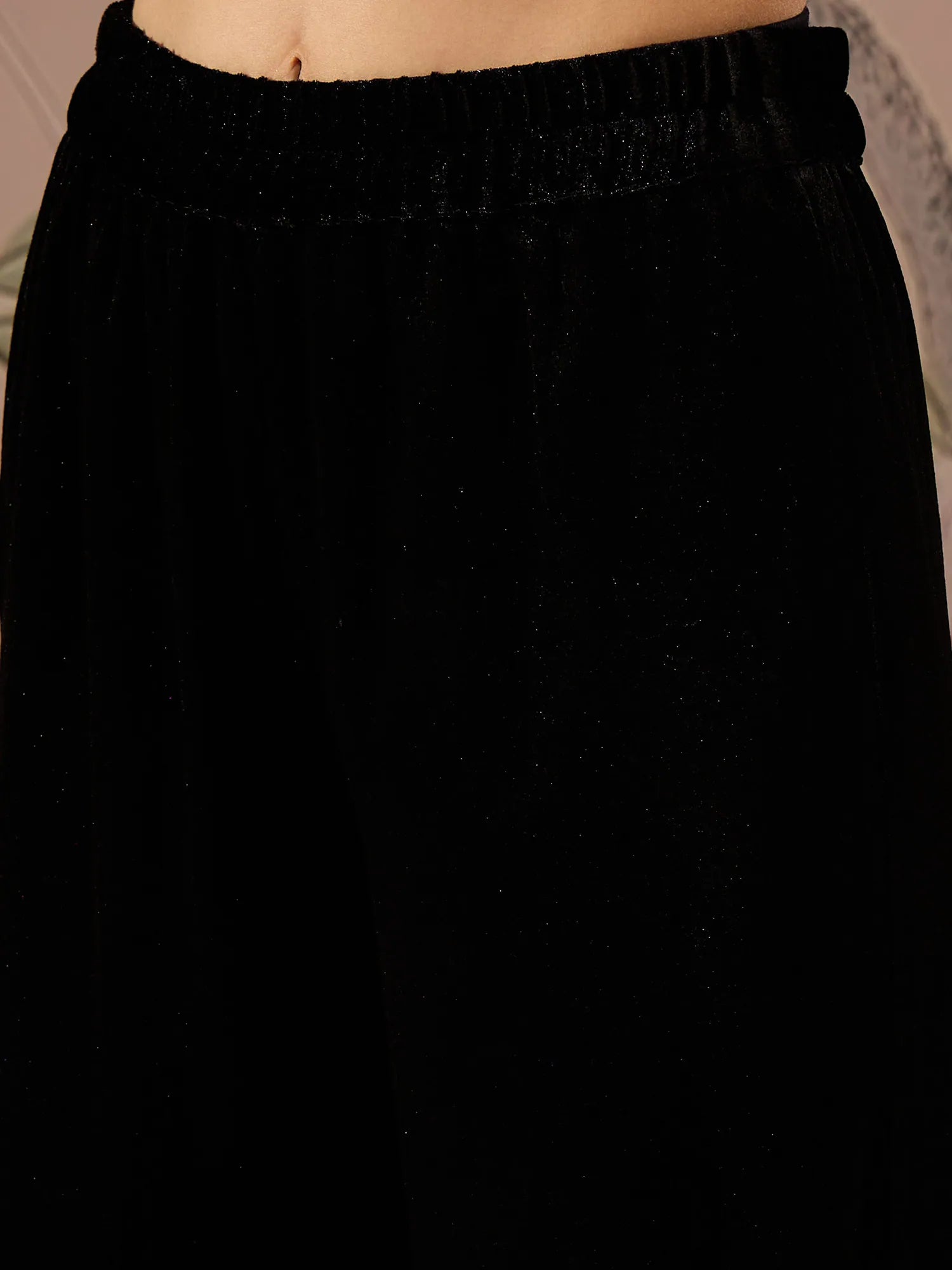 Black Velvet Embroidered Kaftan Kurta Set | Women's Kurta Sets
