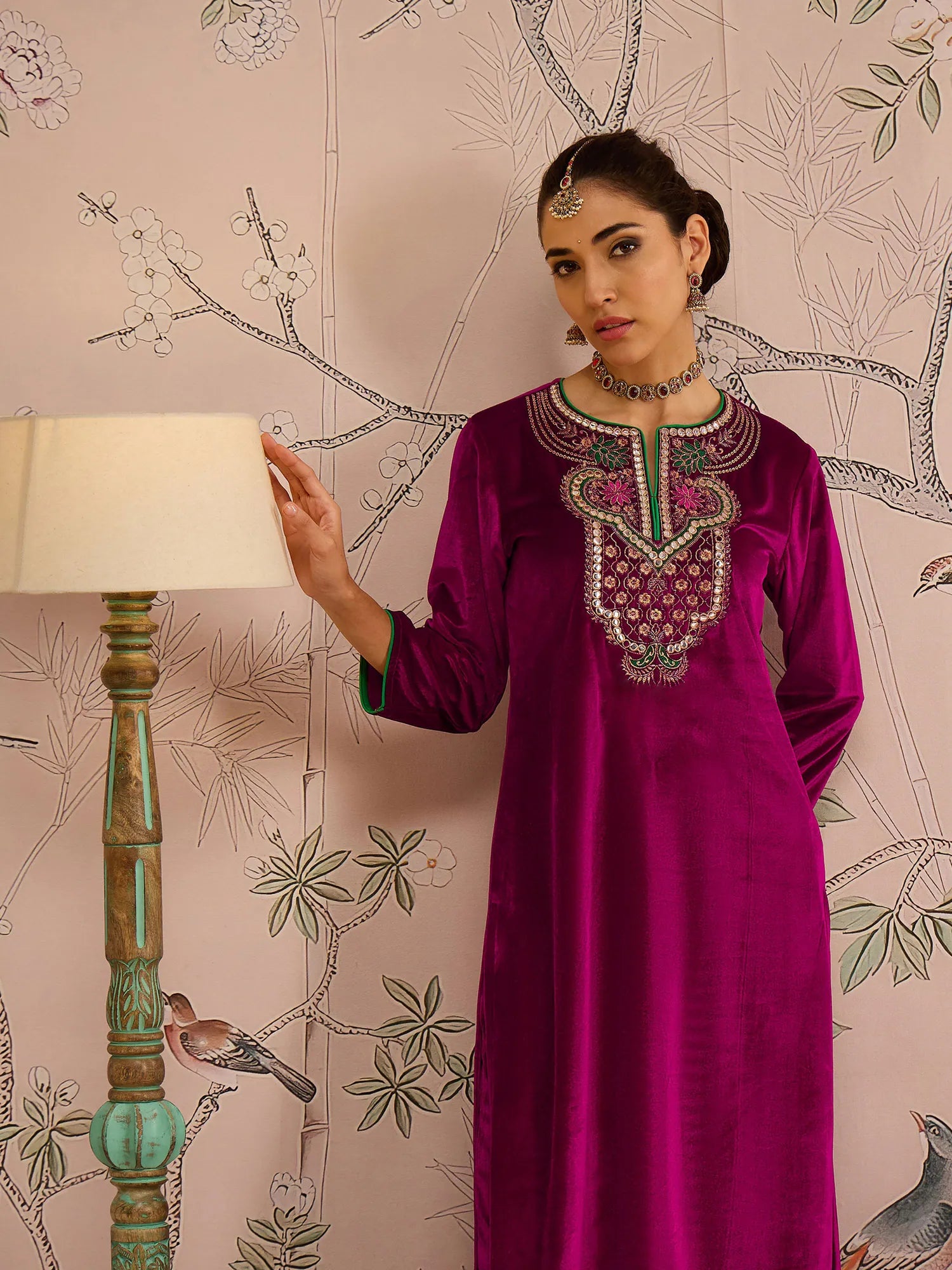 Fuchsia Embroidered Kurta Set | Designer Indian Kurta Sets