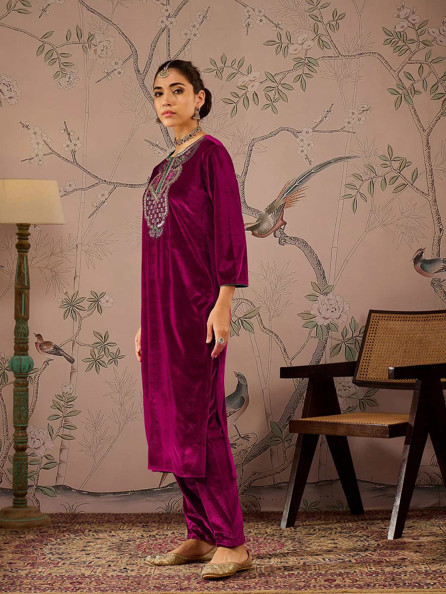 Fuchsia Embroidered Kurta Set | Designer Indian Kurta Sets