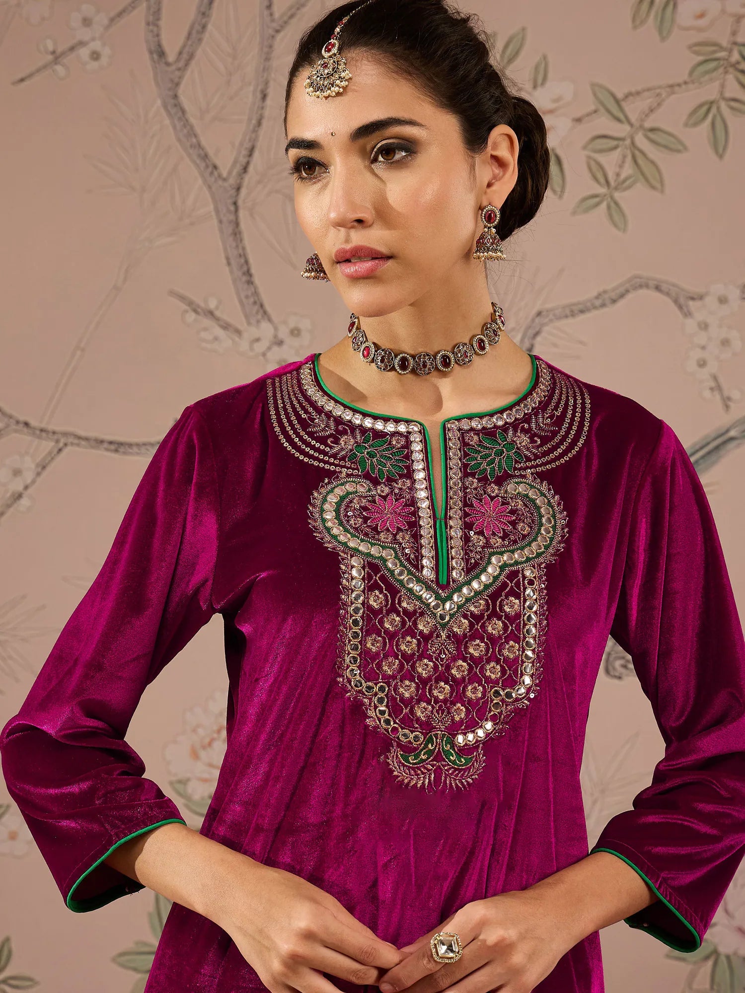 Fuchsia Embroidered Kurta Set | Designer Indian Kurta Sets