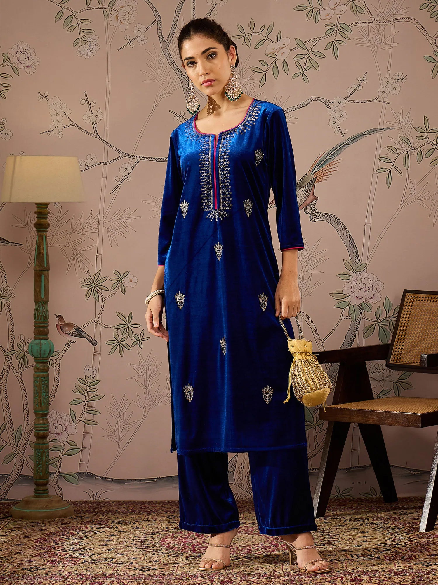 Royal Blue Embroidered Kurta Set | Women's Designer Kurta Sets