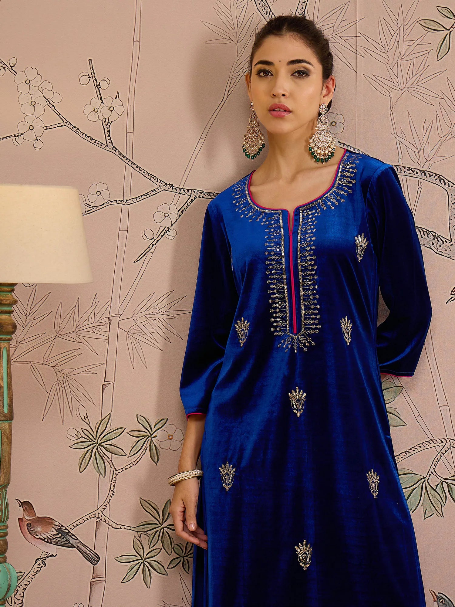 Royal Blue Embroidered Kurta Set | Women's Designer Kurta Sets