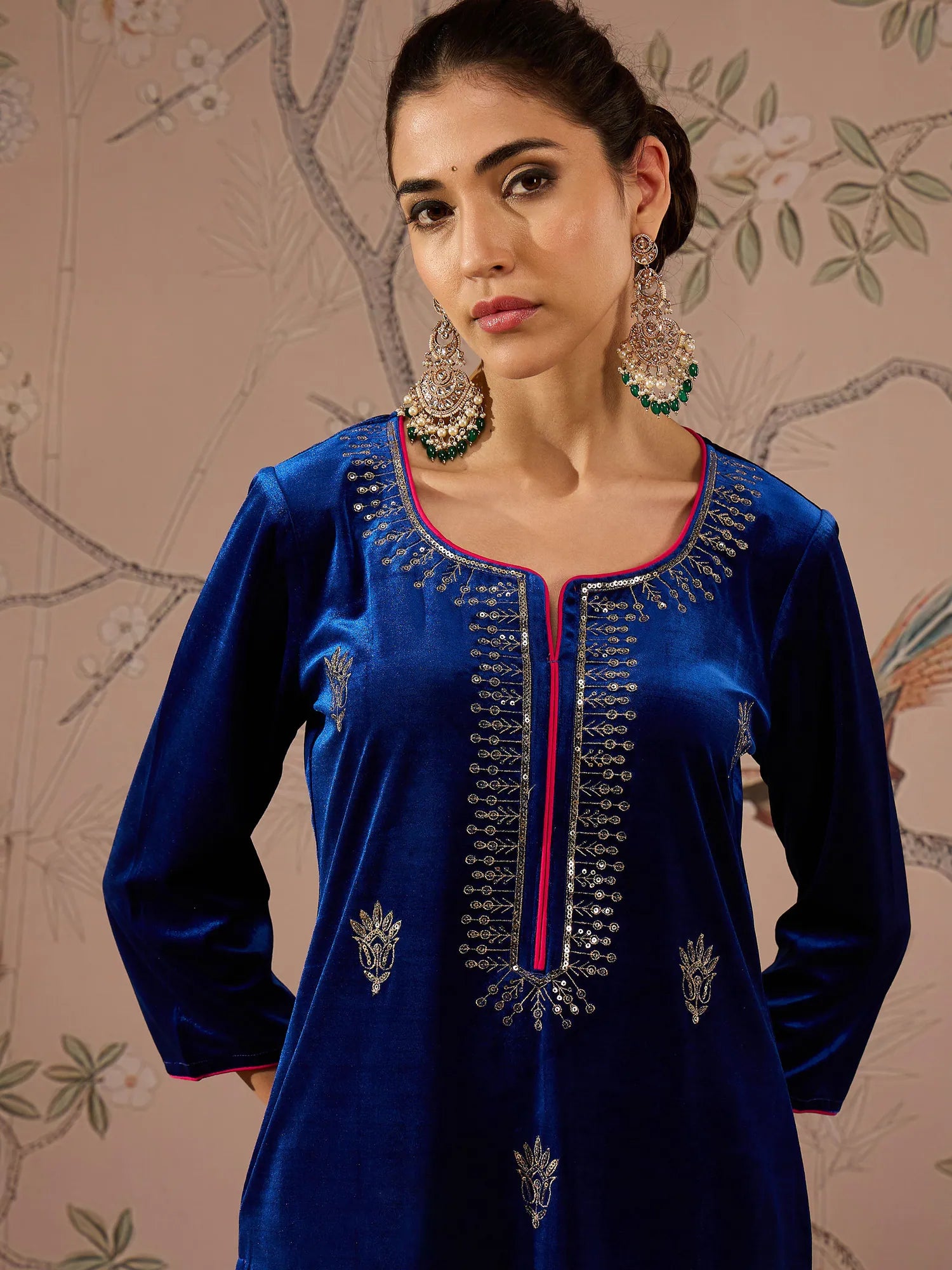 Royal Blue Embroidered Kurta Set | Women's Designer Kurta Sets