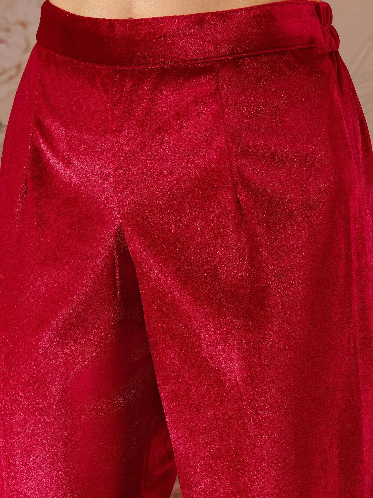 Red Velvet Embroidered Kurta Set | Designer Women's Kurta Sets