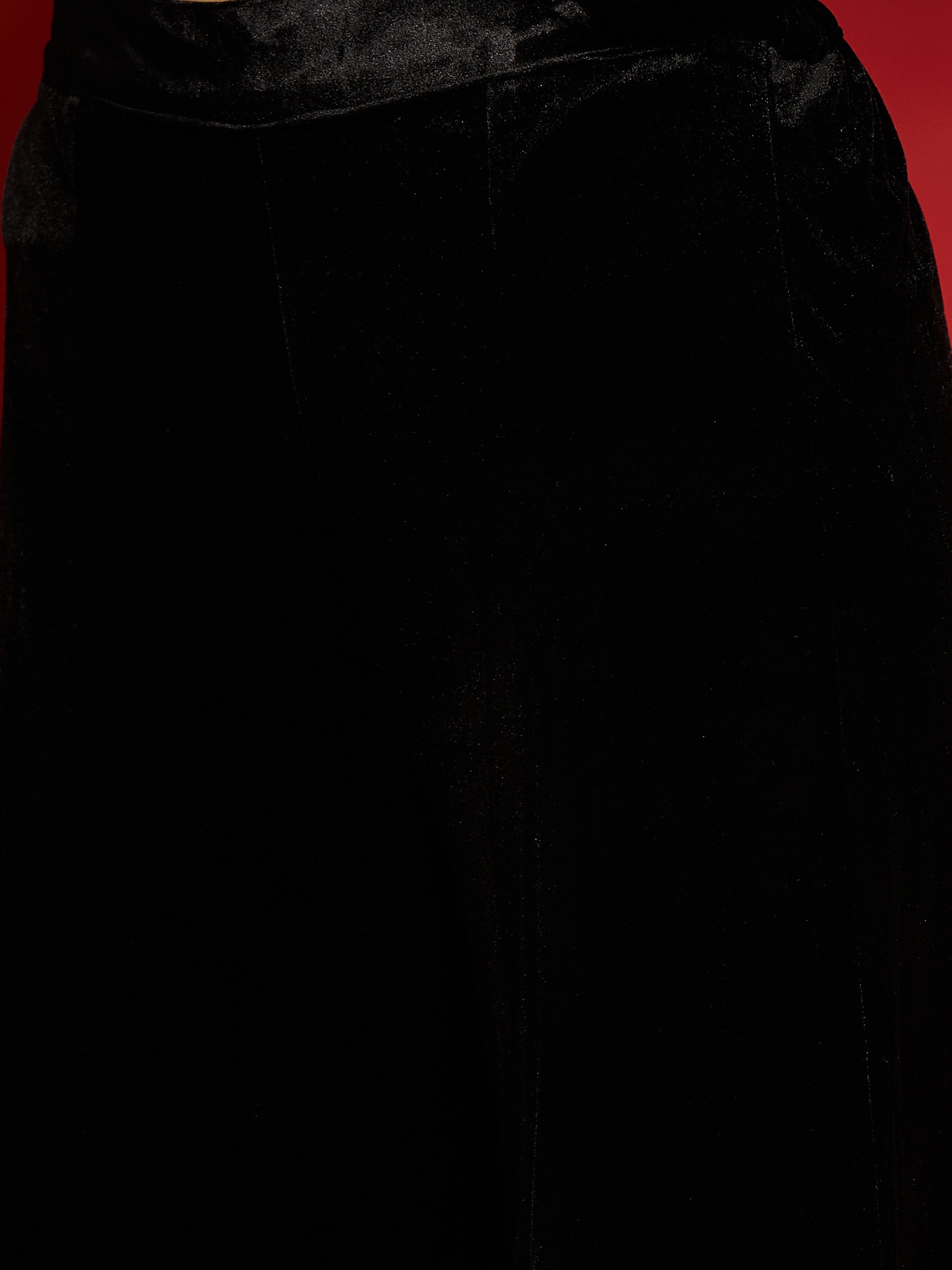Women Black Velvet Embroidered Short Kurta With Palazzo Pants-SHKUR00500_SHPAN51057
