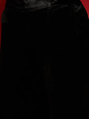 Women Black Velvet Embroidered Glass Neck Short Kurta With Palazzo Pants-SHKUR00502_SHPAN51057