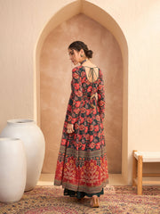 Women Green Floral Sweetheart Neck Anarkali Kurta-SHKUR35006