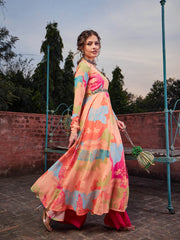 Women Orange Tie & Dye Back Criss Cross Dori Anarkali Kurta-SHKUR35030