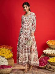 Women Beige Floral Sweetheart Neck Anarkali Kurta-SHKUR35035