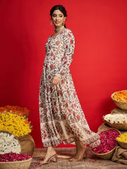 Women Beige Floral Sweetheart Neck Anarkali Kurta-SHKUR35035