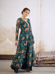 Women Green Floral Wrap Anarkali Kurta-SHKUR35036