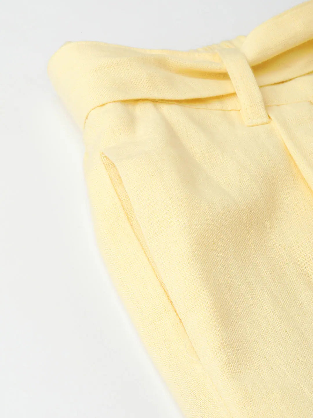 Lemon Pleated Palazzo Pants for Women | Wide Leg Trousers