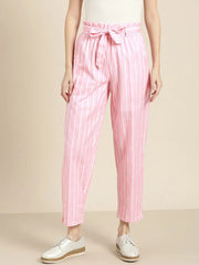 Pink Stripes Paper Bag Pants