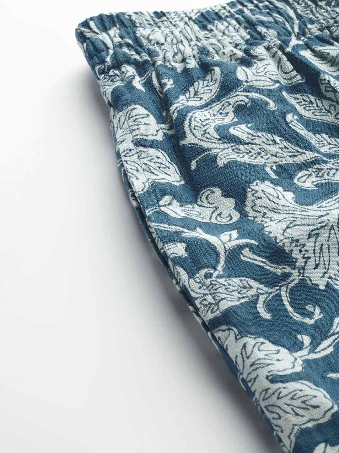 Blue Floral Designer Ethnic Pants for Women - Cotton Flex