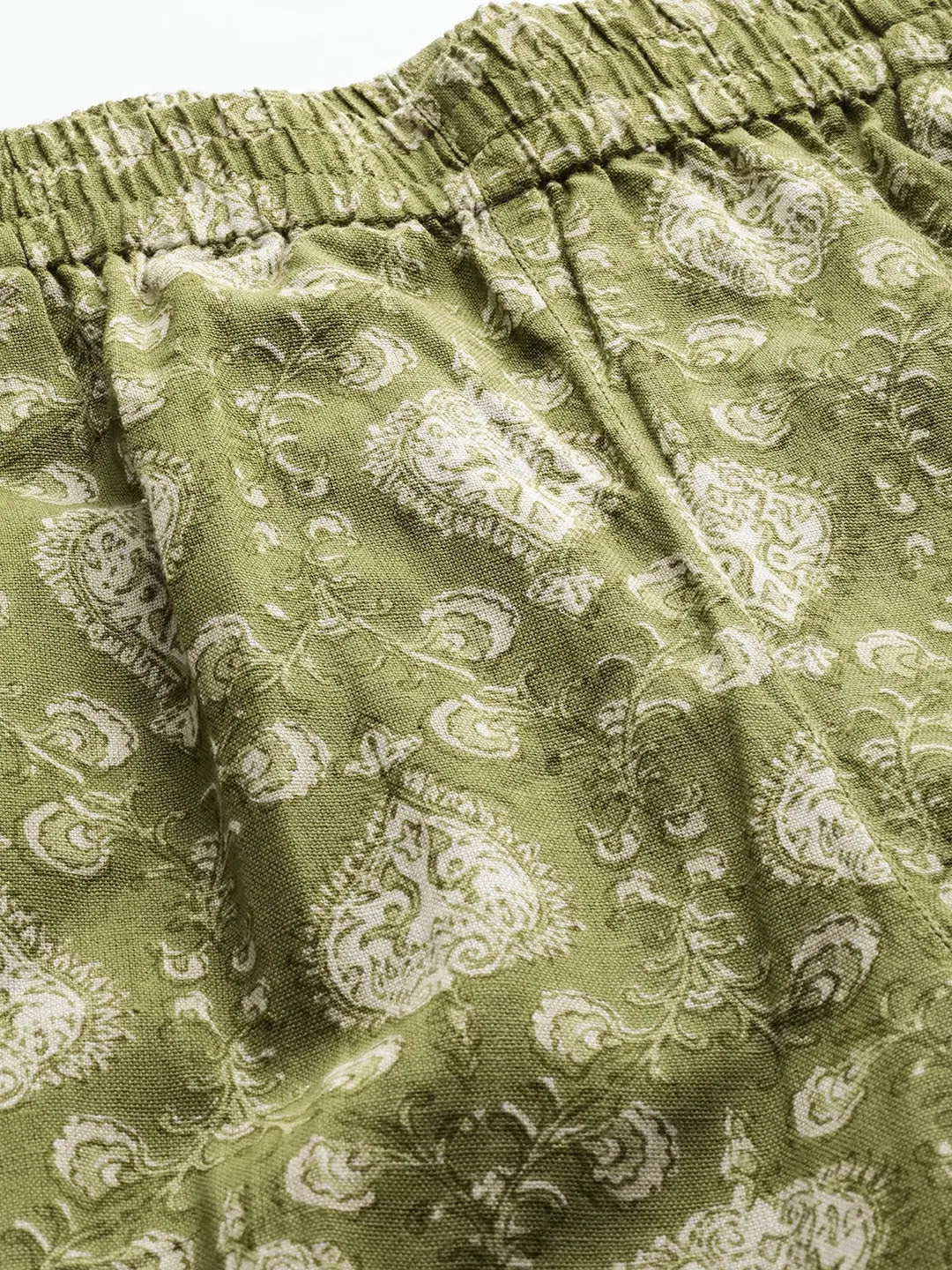 Green Floral Ethnic Pants for Women - Designer Cotton Flex