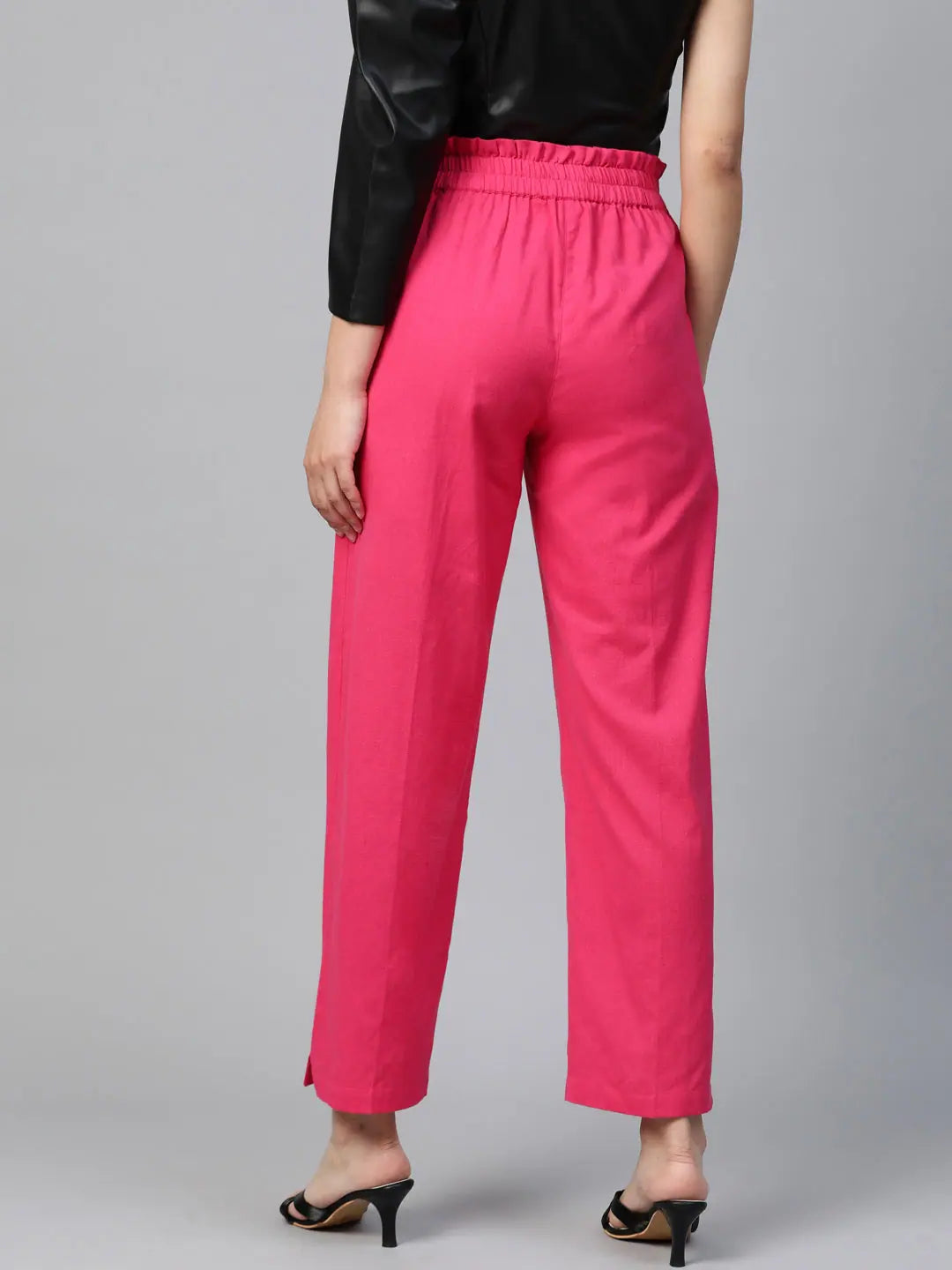 Pink PaperBag Cotton Pants - Designer Ethnic Pants for Women