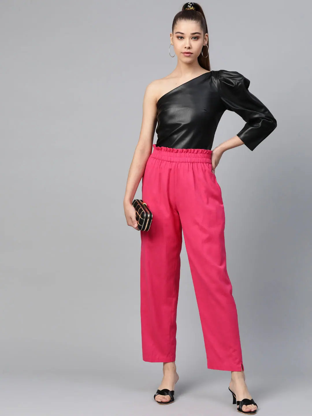 Pink PaperBag Cotton Pants - Designer Ethnic Pants for Women