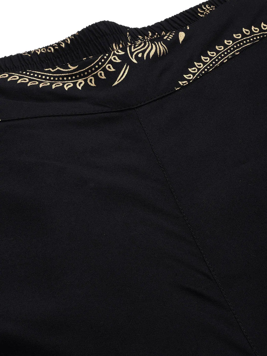 Black Paisley Flared Palazzo Pants | Women's Designer Style