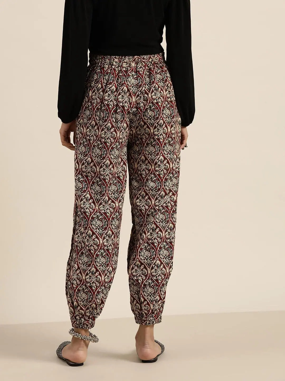 Floral Cuffed Palazzo Pants for Women | Designer Trousers