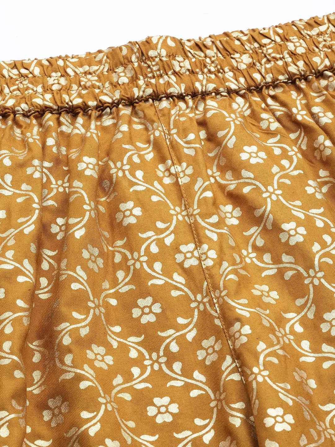 Mustard Foil Print Palazzo Pants | Designer Ethnic Pants for W...