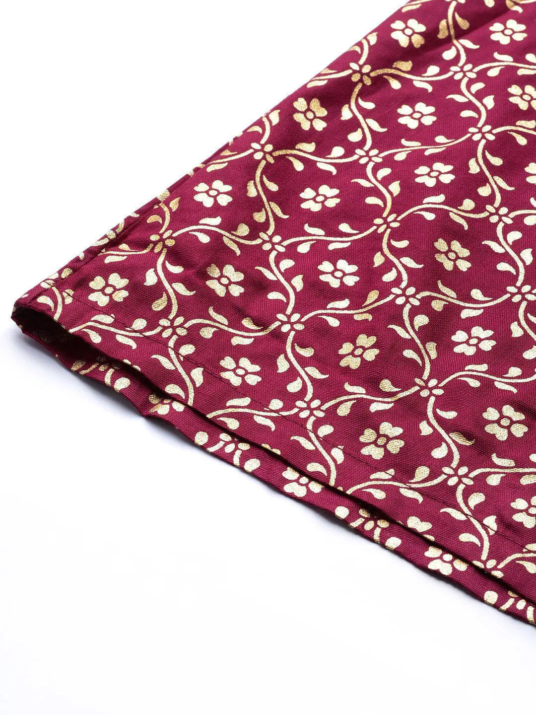 Burgundy Foil Print Liva Palazzo Pants | Ethnic Pants for Women