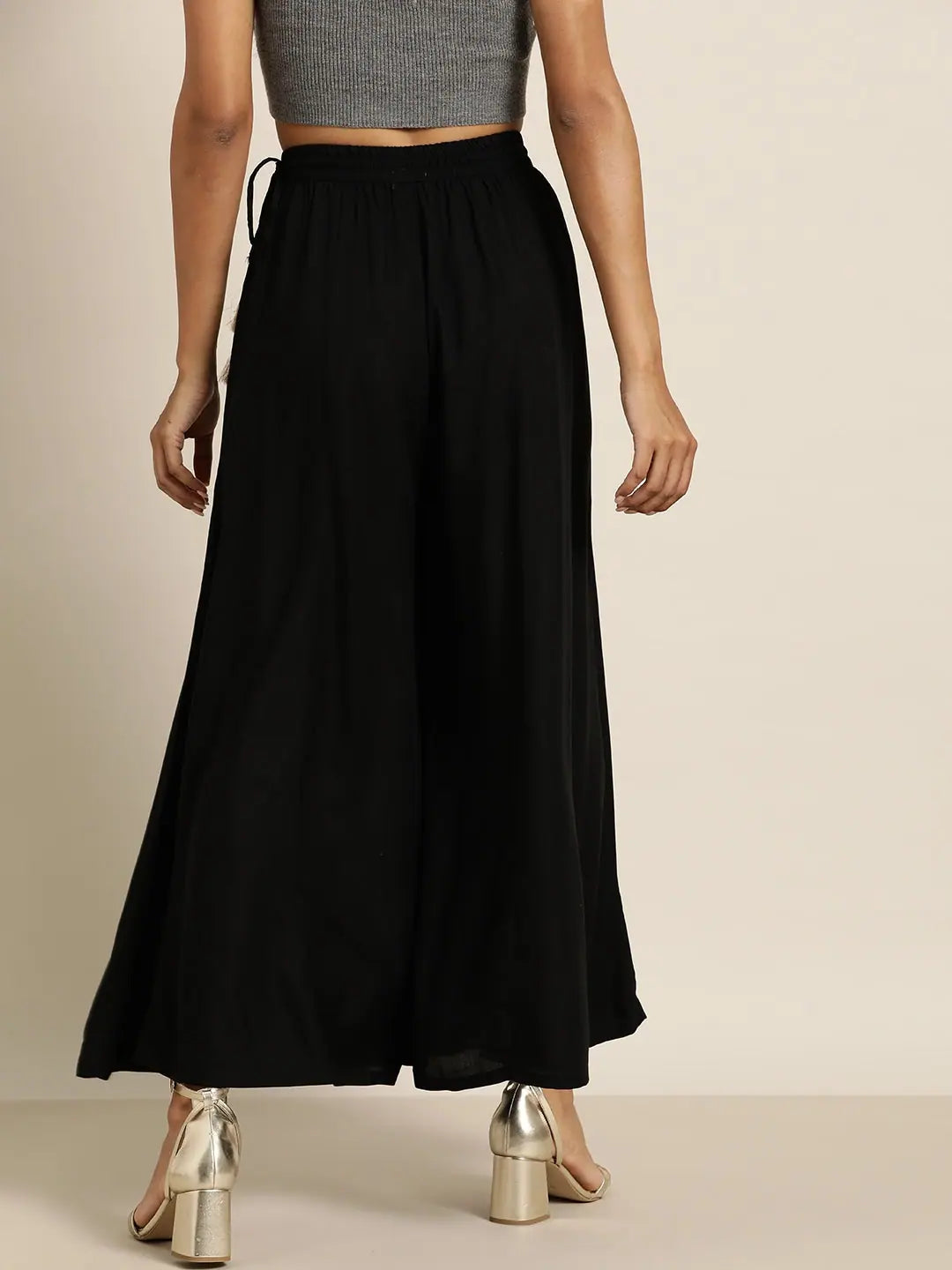 Black Kali Liva Palazzo Pants | Designer Women's Palazzo