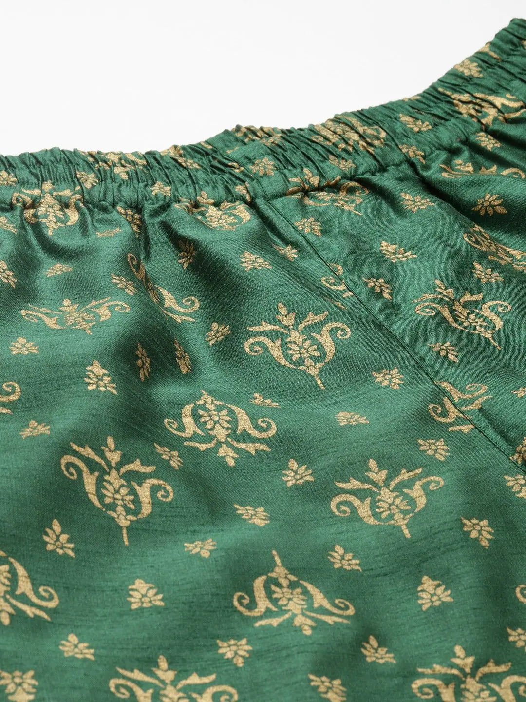 Green Foil Print Pencil Pants | Designer Ethnic Pants for Women