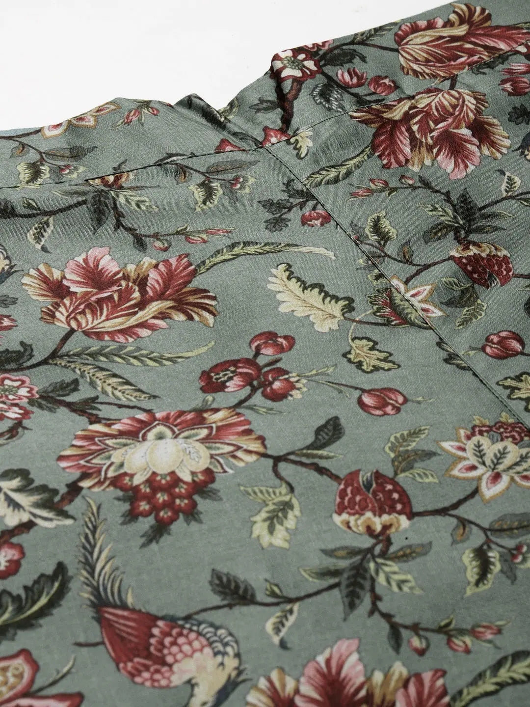 Olive Floral Palazzo Pants for Women | High Waisted Trousers