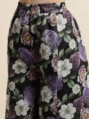 Black & Lilac Floral Kali Palazzo Pants