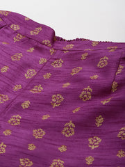 Purple Foil Floral Ankle Length Palazzo Pants