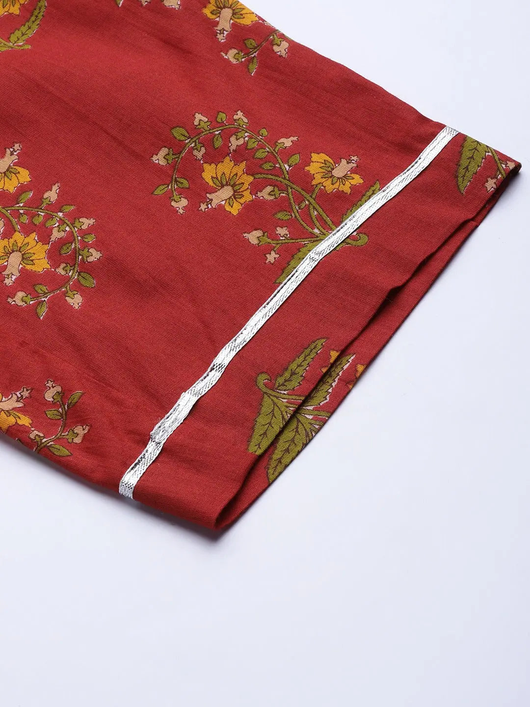 Rust Floral Pencil Pants | Designer Ethnic Pants for Women