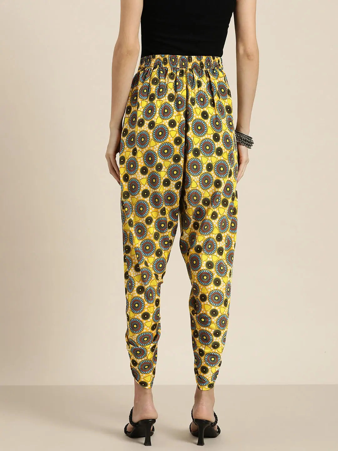 Yellow Geometric Dhoti Pants | Designer Ethnic Pants for Women