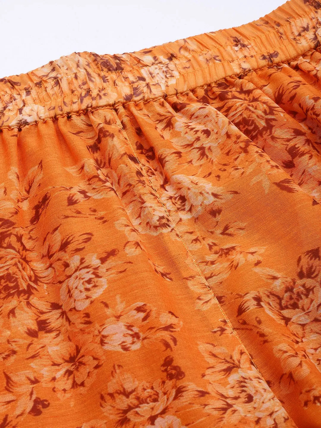 Women's Mustard Floral A-Line Pants - Designer Ethnic Pants