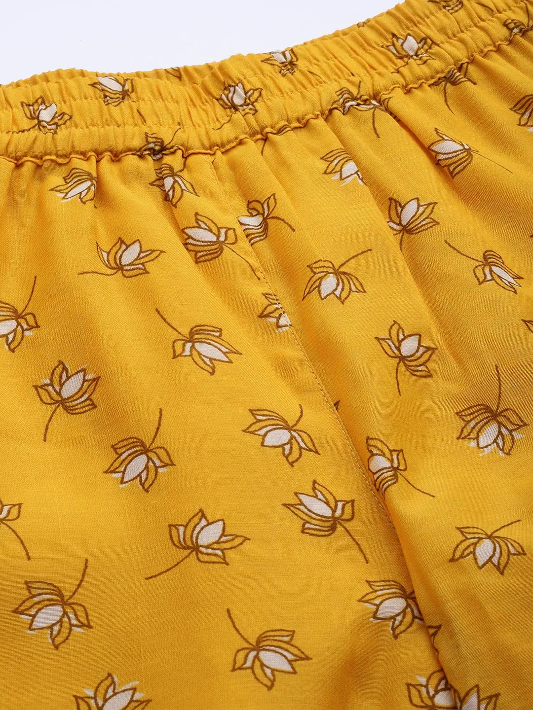 Yellow Lotus Flared Palazzo Pants | Women's Wide Leg Trousers