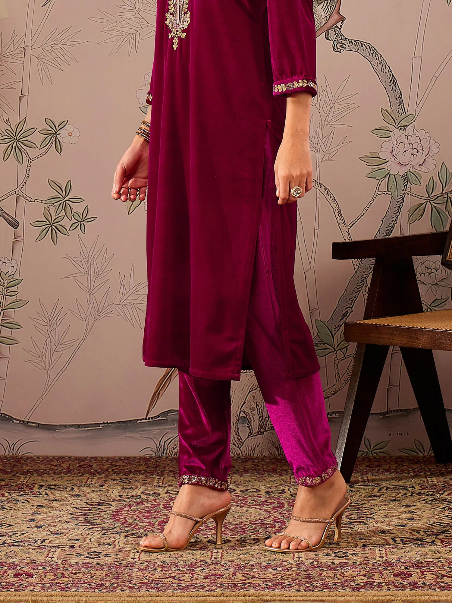 Fuchsia Velvet Straight Pants | Women's Western Wear