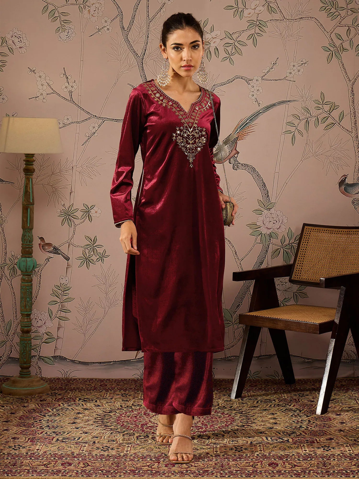 Maroon Velvet Pants | Women's Western Wear Clothing