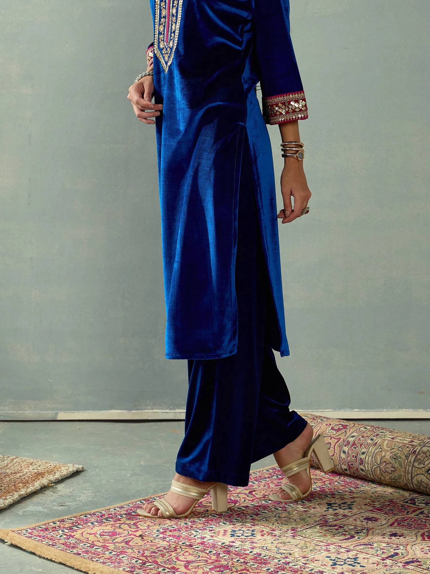 Royal Blue Velvet Pants | Women's Western Outfits
