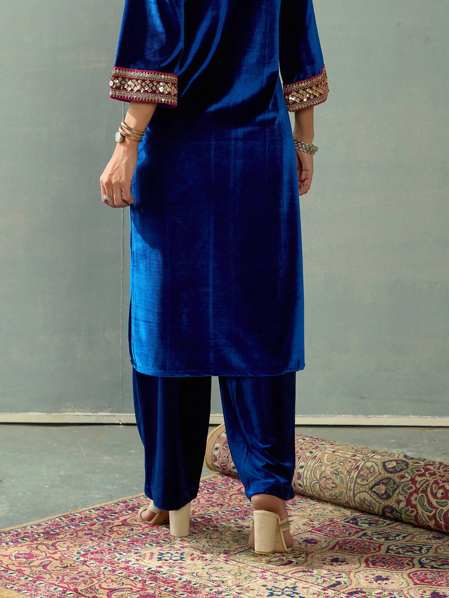 Royal Blue Velvet Pants | Women's Western Outfits