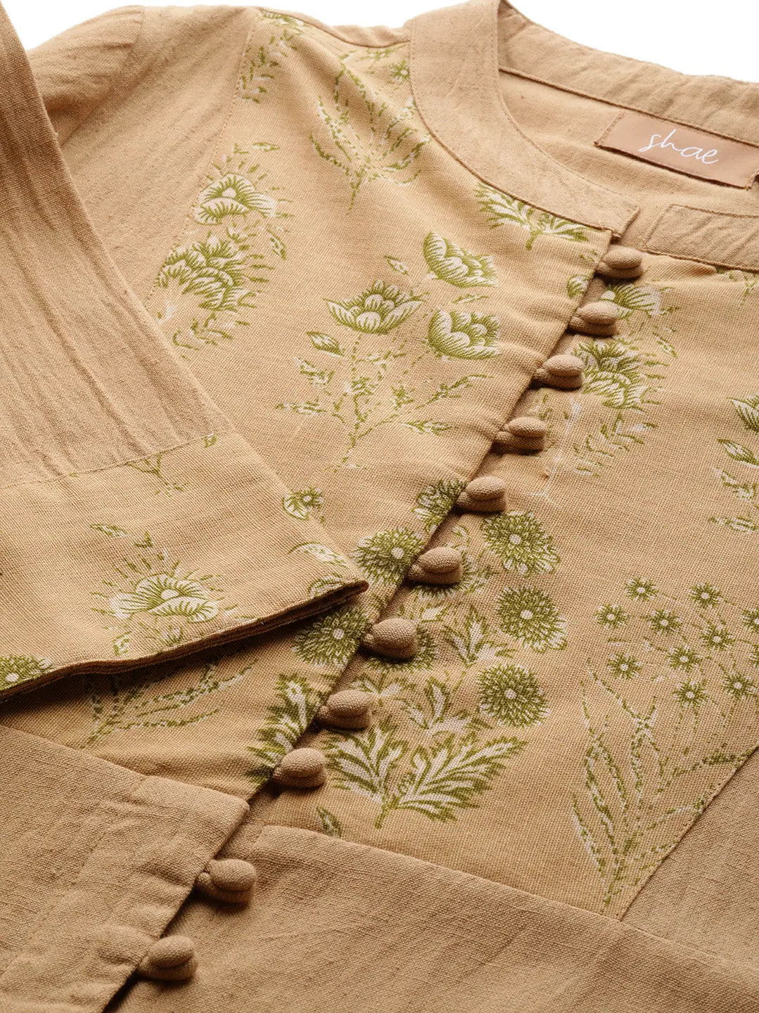 Beige Floral Kurta Set: Elegant Indian Women's Kurta Sets