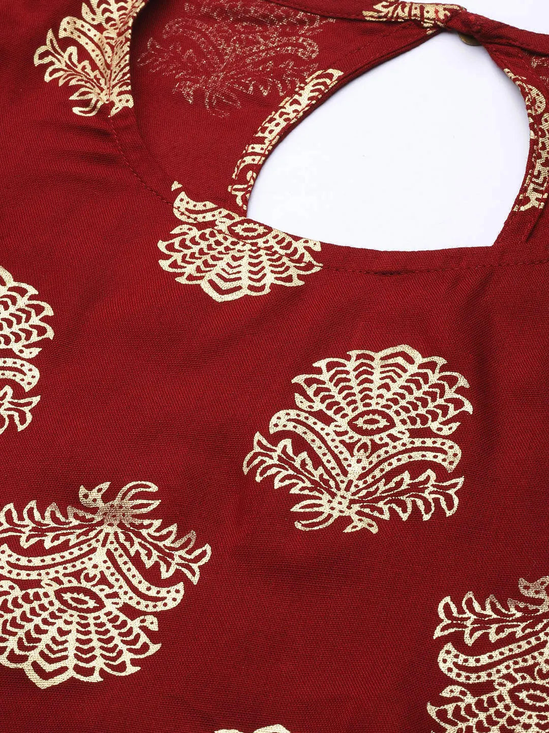 Chic Maroon Tunic Palazzo Set for Women | Foil Printed Rayon