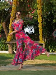 Women Printed Standard Pink Jumpsuits & Sets