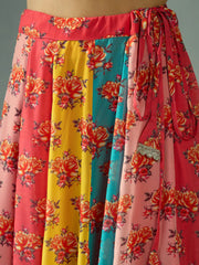 Women Red Multi Color Peplum Top With Anarkali Skirt-SHSET96048