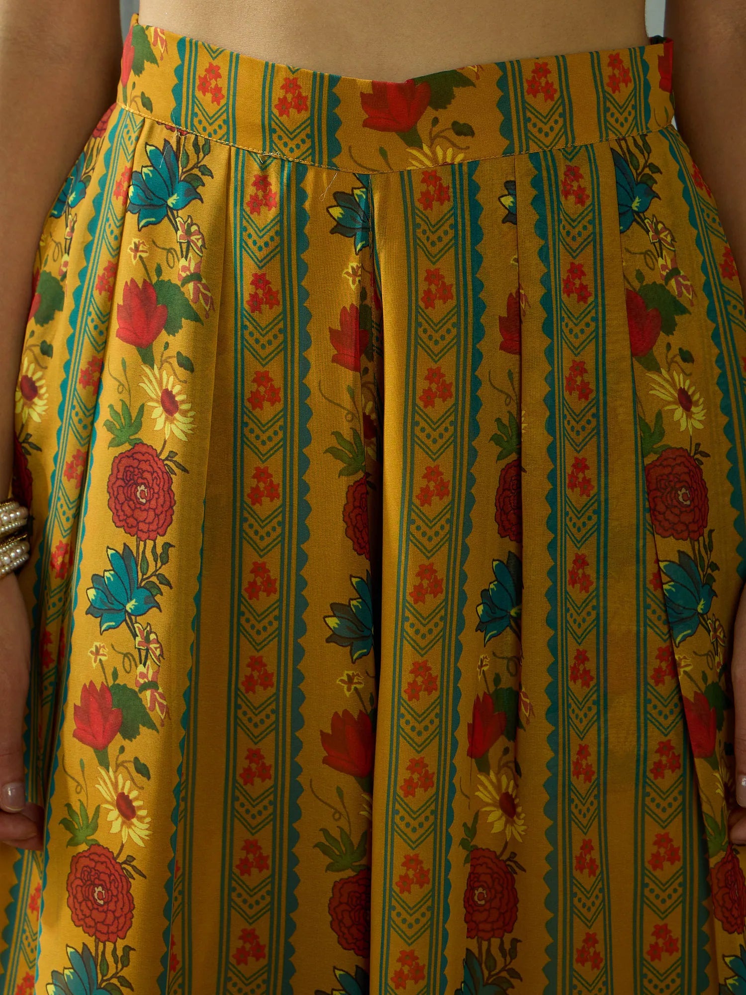 Floral Anarkali Kurta Set for Women | Mustard Co Ord Sets