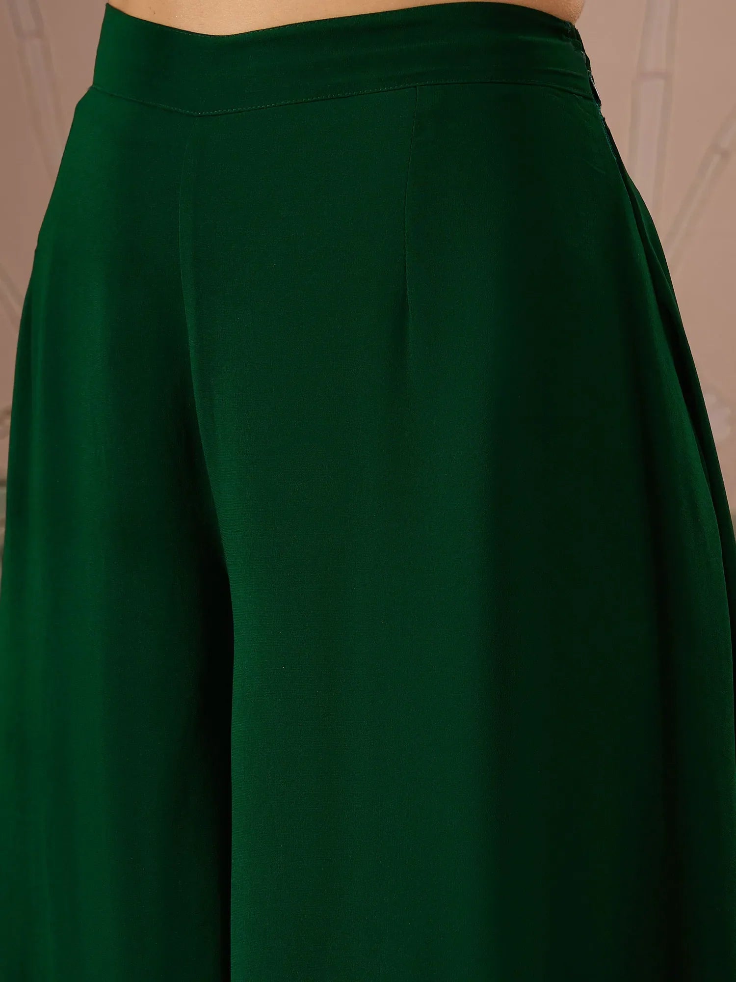 Emerald Green Sequin Women's Kurta Sets With Flared Pants