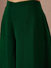 Women Emerald Green Sequins Peplum Top With Flared Pants-SHSET96068