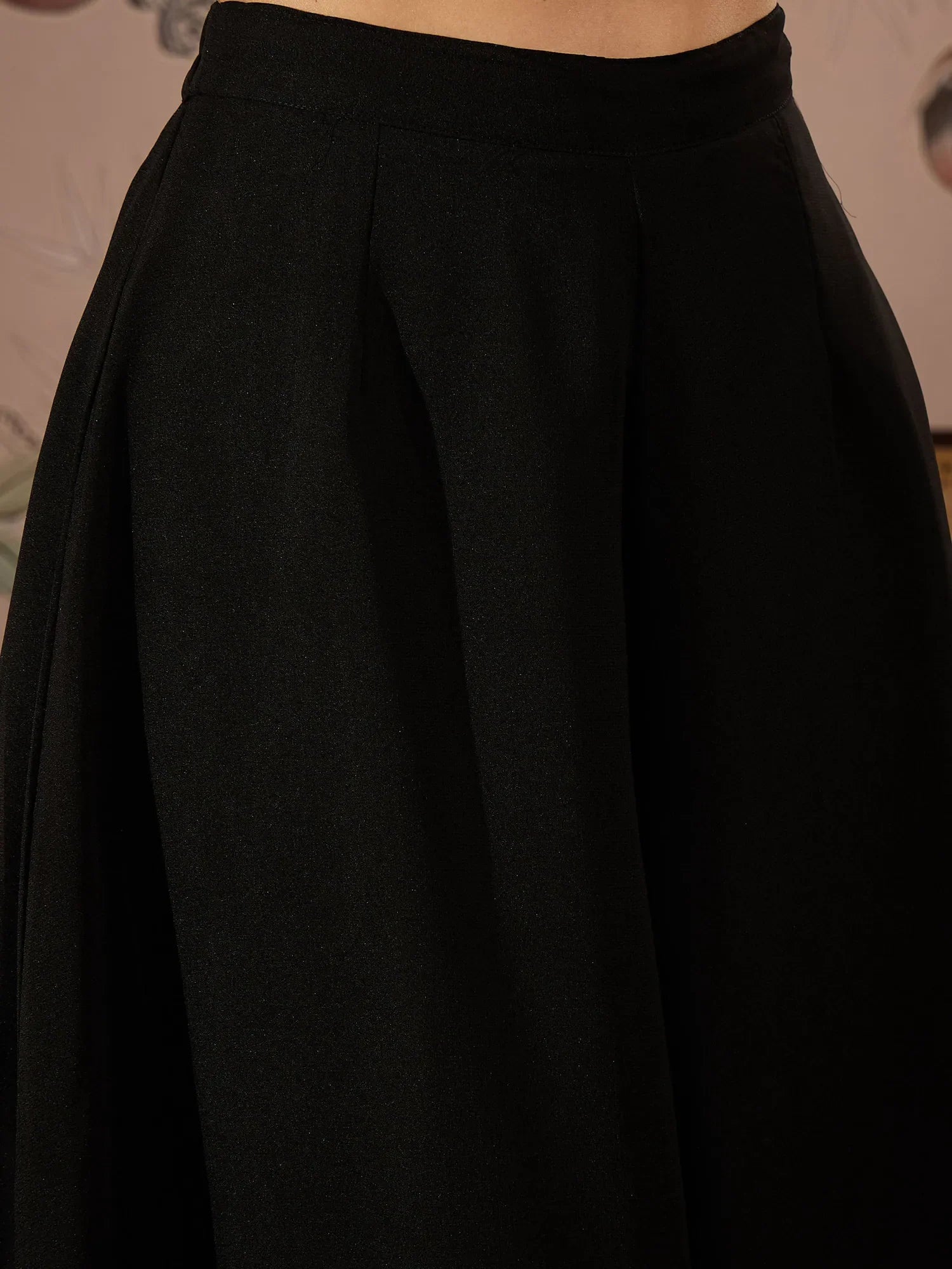 Black Sequin Peplum Top and Flared Pants | Women's Kurta Sets